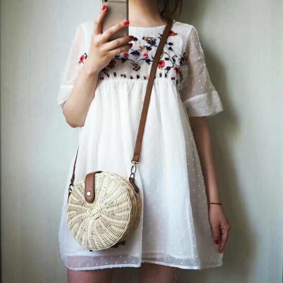 🆕 TULUM Circle Woven Rattan Crossbody - Picture 8 of 8